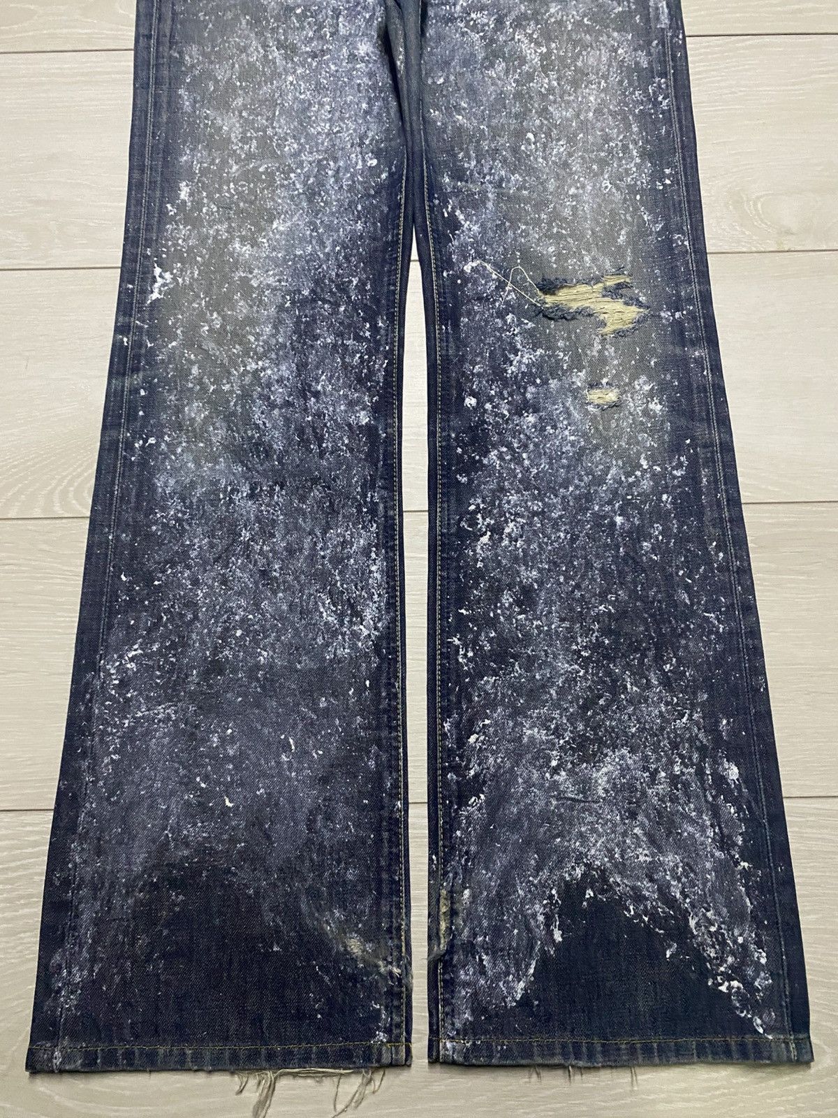 Number (N)ine Vintage Lee Riders Splatter Effect Paint Flare Repair Jeans Size US 29 - 5 Thumbnail