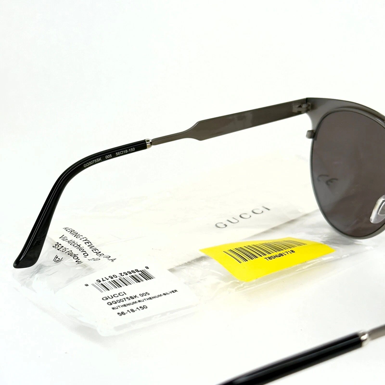 Gucci GUCCI 0075 GG0075S Ruthenium Silver Mirrored Sunglasses 005 Size ONE SIZE - 6 Thumbnail