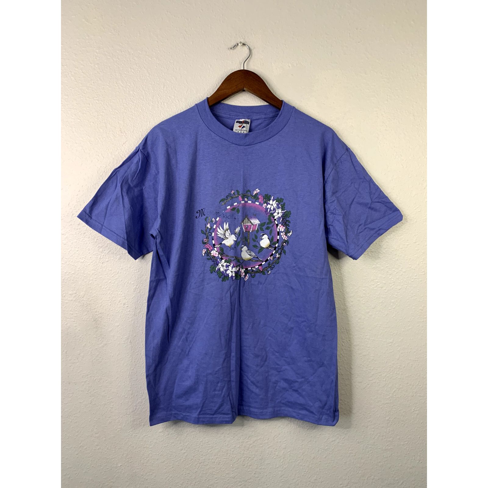 Jerzees Vintage Bird Shirt Jerzees Blue Birds Flower Tee 1990s VTG M Size US M / EU 48-50 / 2 - 1 Thumbnail