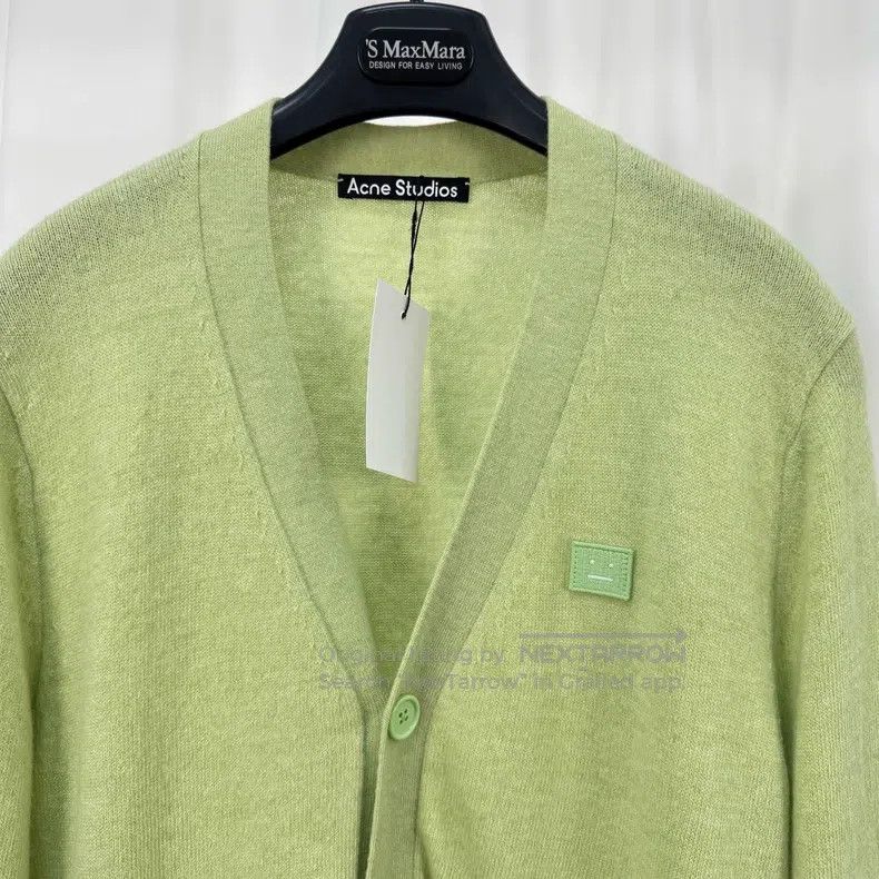 Acne Studios Acne Studios Apple Green Embroidered Face Knit Cardigan Size XXS / US 00 / IT 34 - 3 Thumbnail