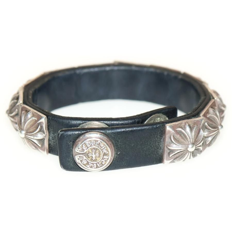 Chrome Hearts Chrome Hearts sapphire cross studs leather bracelet Size ONE SIZE - 2 Thumbnail