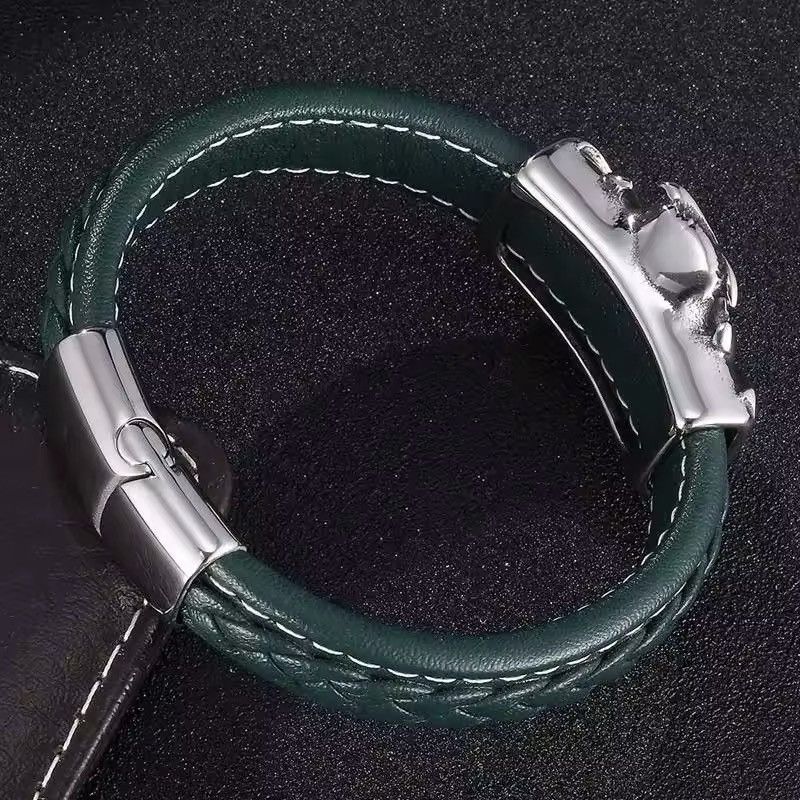 Other Vintage Owl Magnet Clasp Green Leather Rope Bracelet Size ONE SIZE - 6 Thumbnail