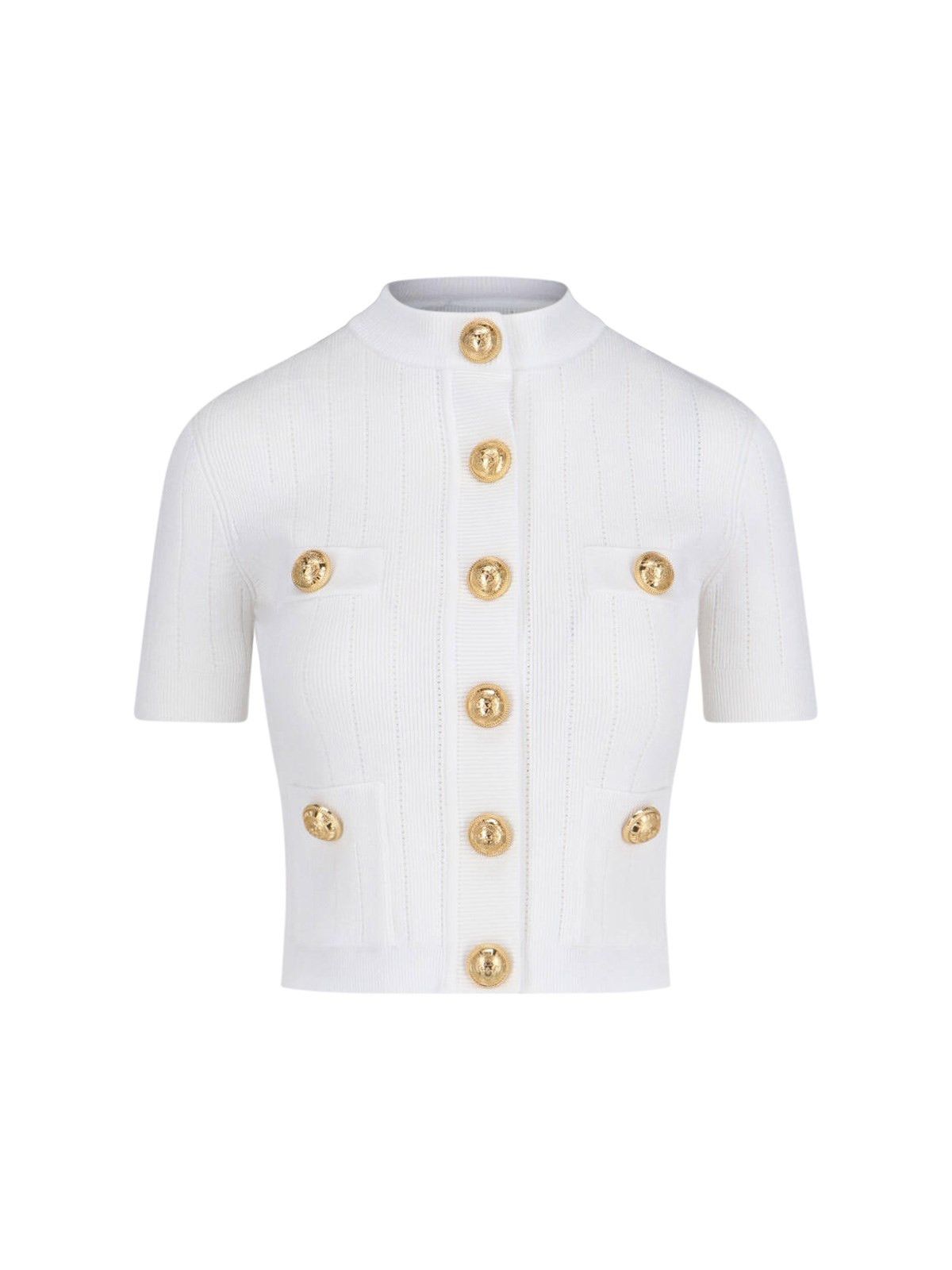 Balmain o1s1wg111225 Buttoned Cardigan in White Size S / US 4 / IT 40 - 1 Thumbnail
