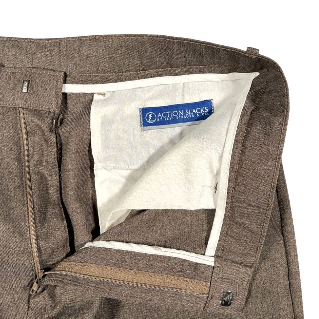 Levi's VINTAGE Levi's Pants Mens 34x26 Brown Dress Slacks Polyester 80s Action Slacks Straight Front Pockets Rise 13in Mens Size US 34 / EU 50 - 4 Thumbnail