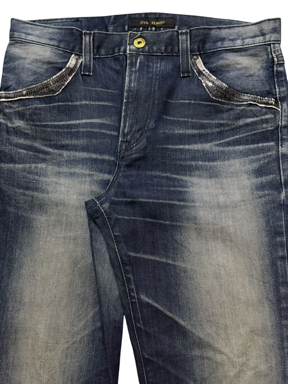 Edwin Vintage 90s Edwin XV Blue Faded Whisker Regular Straight Fit Size US 33 - 3 Thumbnail