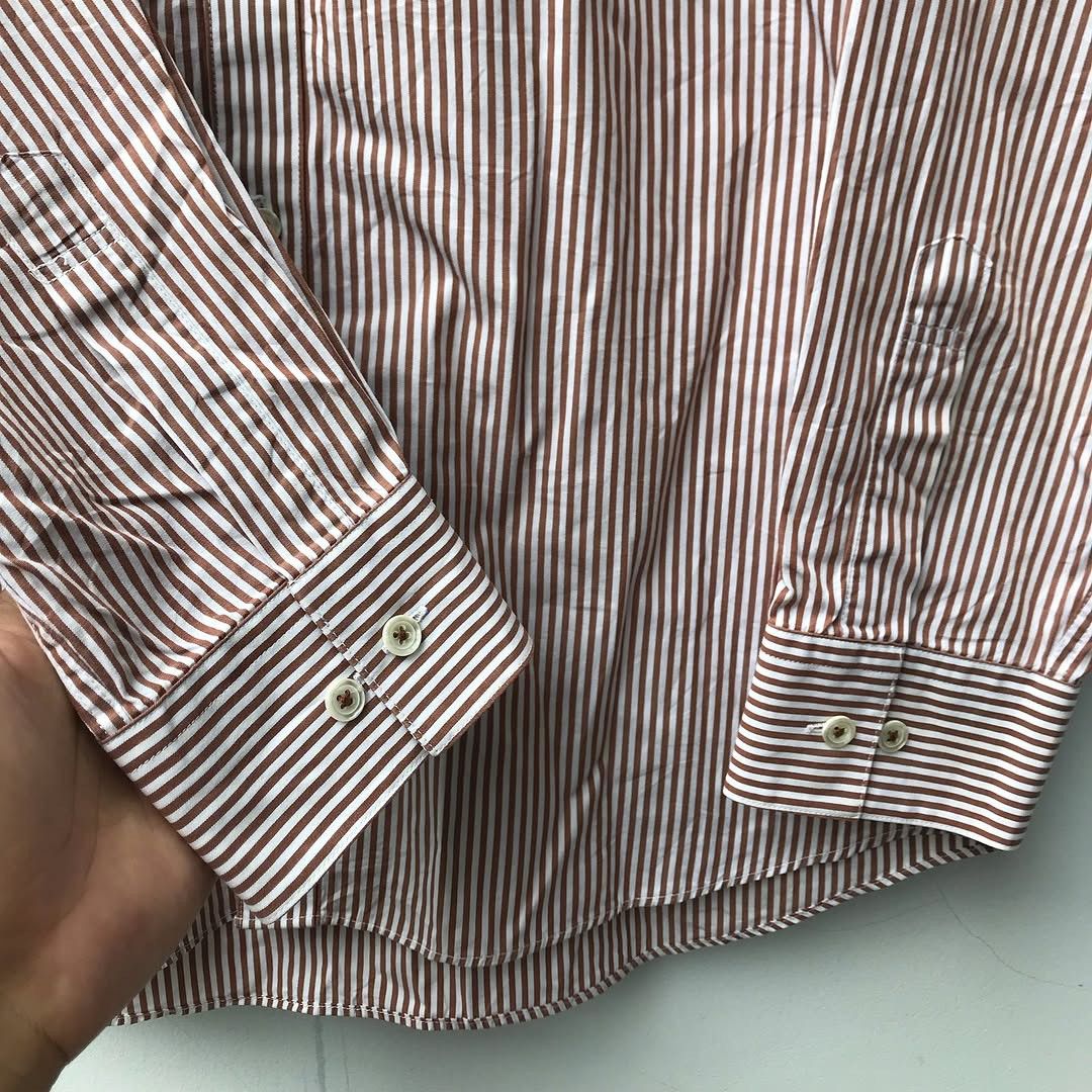 Aquascutum × Designer Aquascutum of london Candy brown stripe shirt Button up lon Size US L / EU 52-54 / 3 - 4 Thumbnail