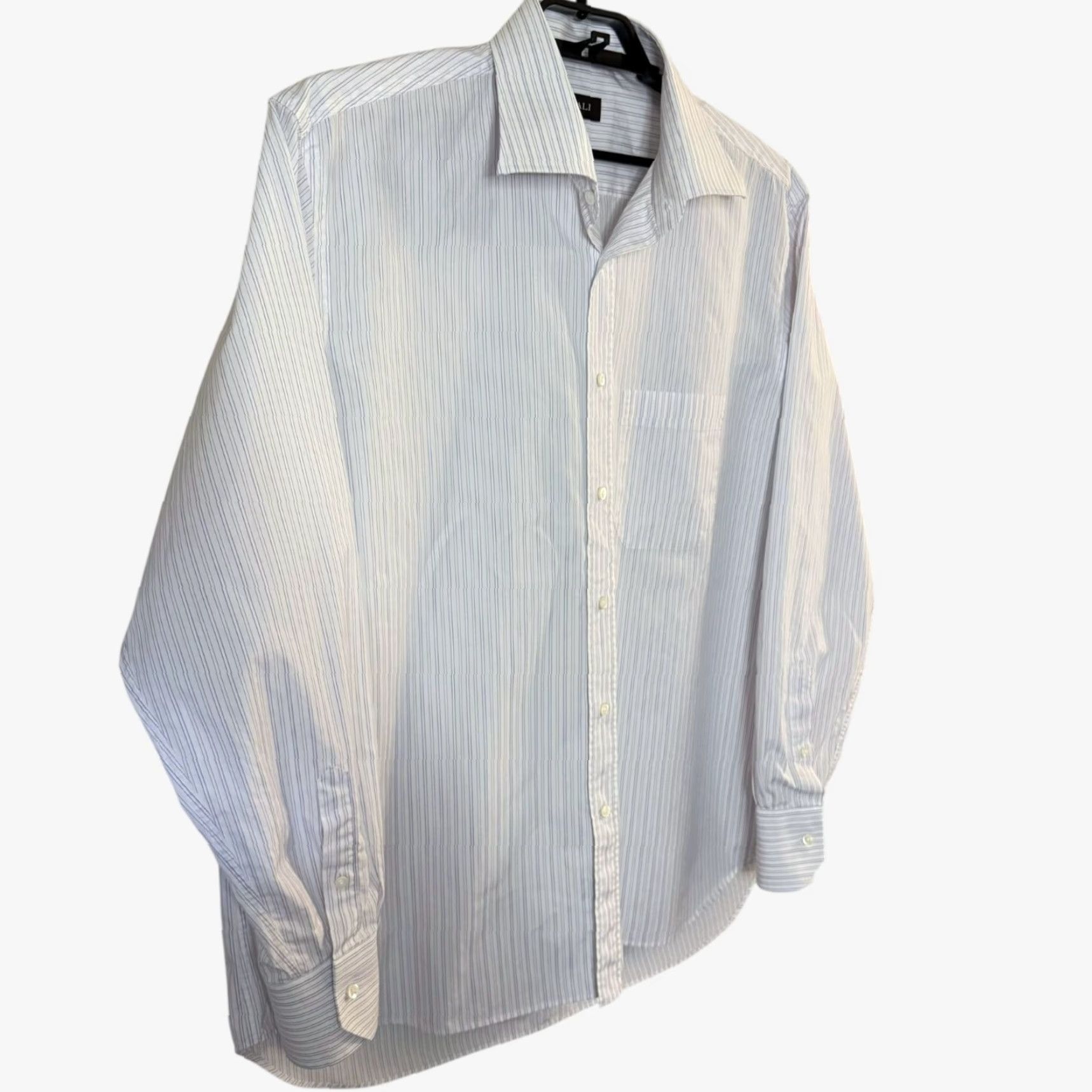 Canali VINTAGE Canali Striped Dress Shirt White Men's XL 100% Cotton Business Formal Modern Size 46R - 3 Thumbnail