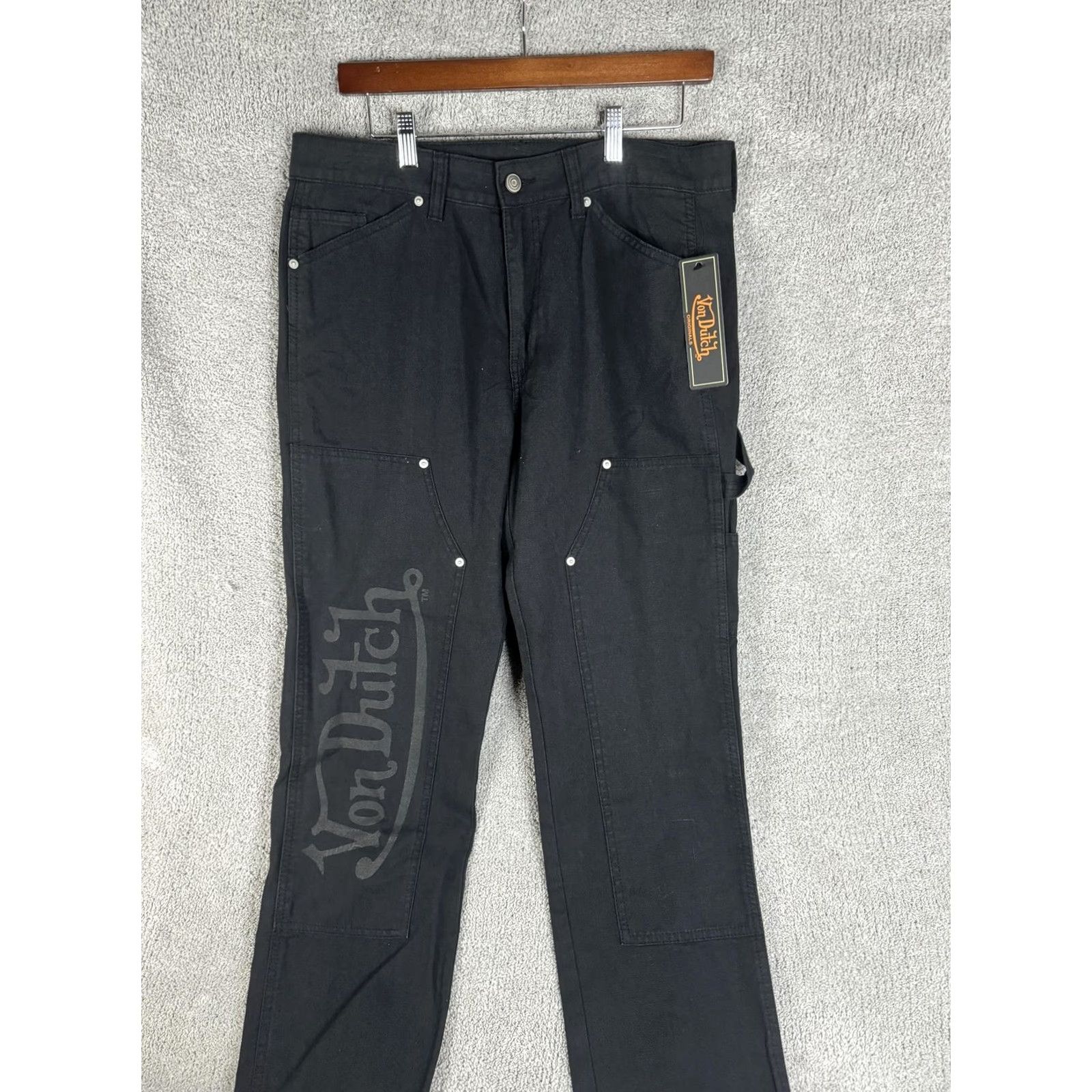 Von Dutch VINTAGE Von Dutch Jeans Mens 30x32 Black Carpenter Denim Logo Y2K Straight Pocket Hammer Loop Mens Size US 30 / EU 46 - 2 Thumbnail