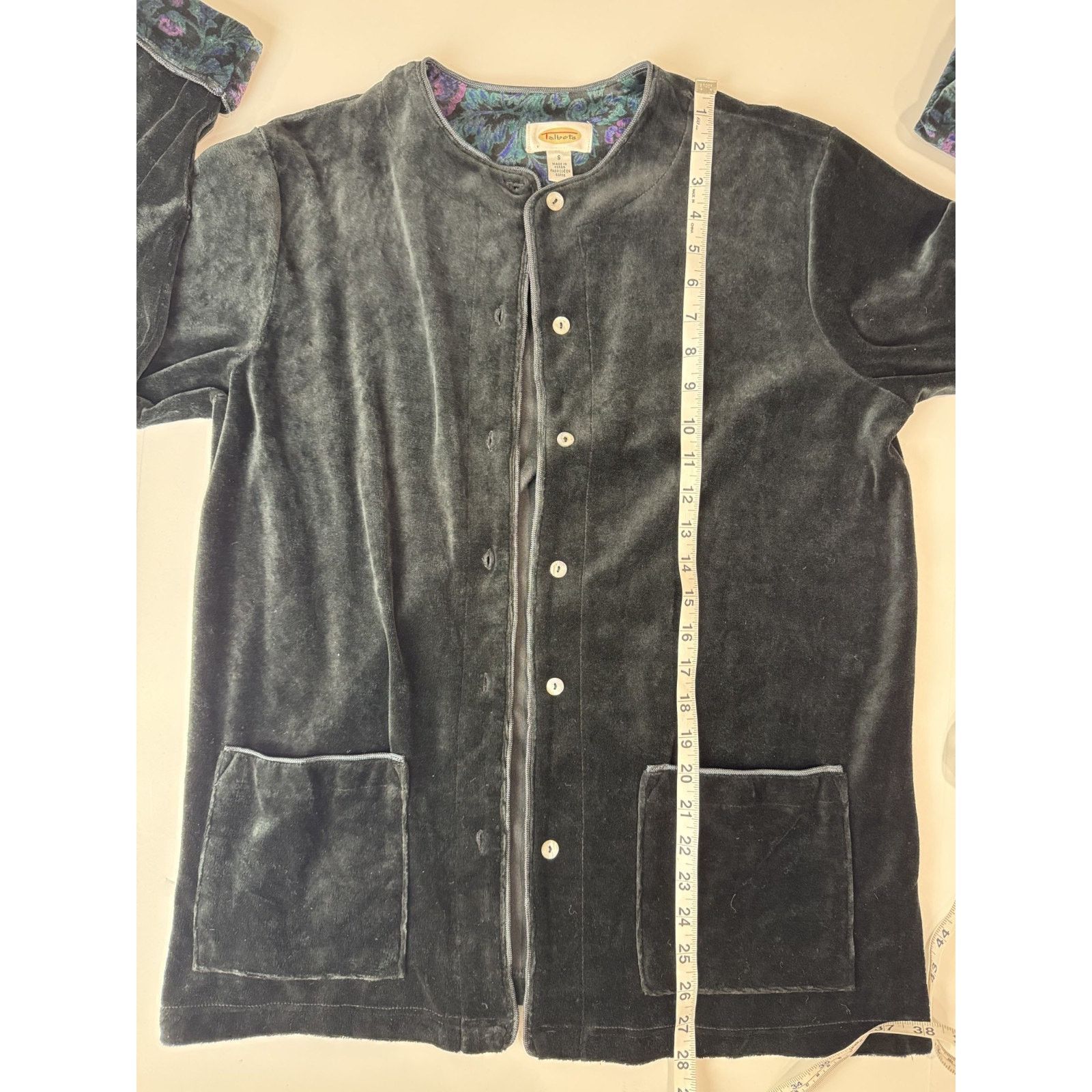 Other Vintage Talbots Black Velvet Floral Velvet Jacket 90s Small Size S / US 4 / IT 40 - 8 Thumbnail