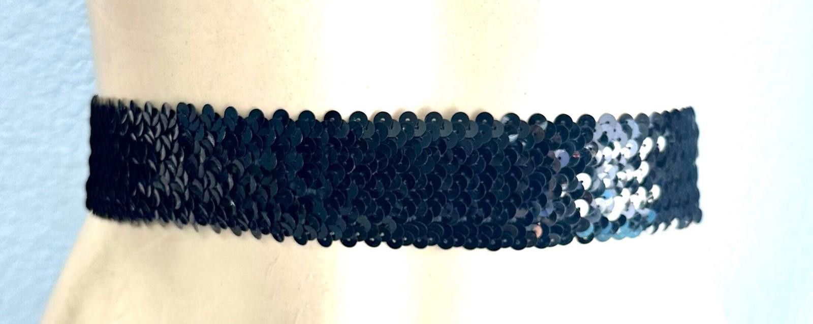 Designer Sequin Fashion Belt Black Size ONE SIZE - 2 Thumbnail
