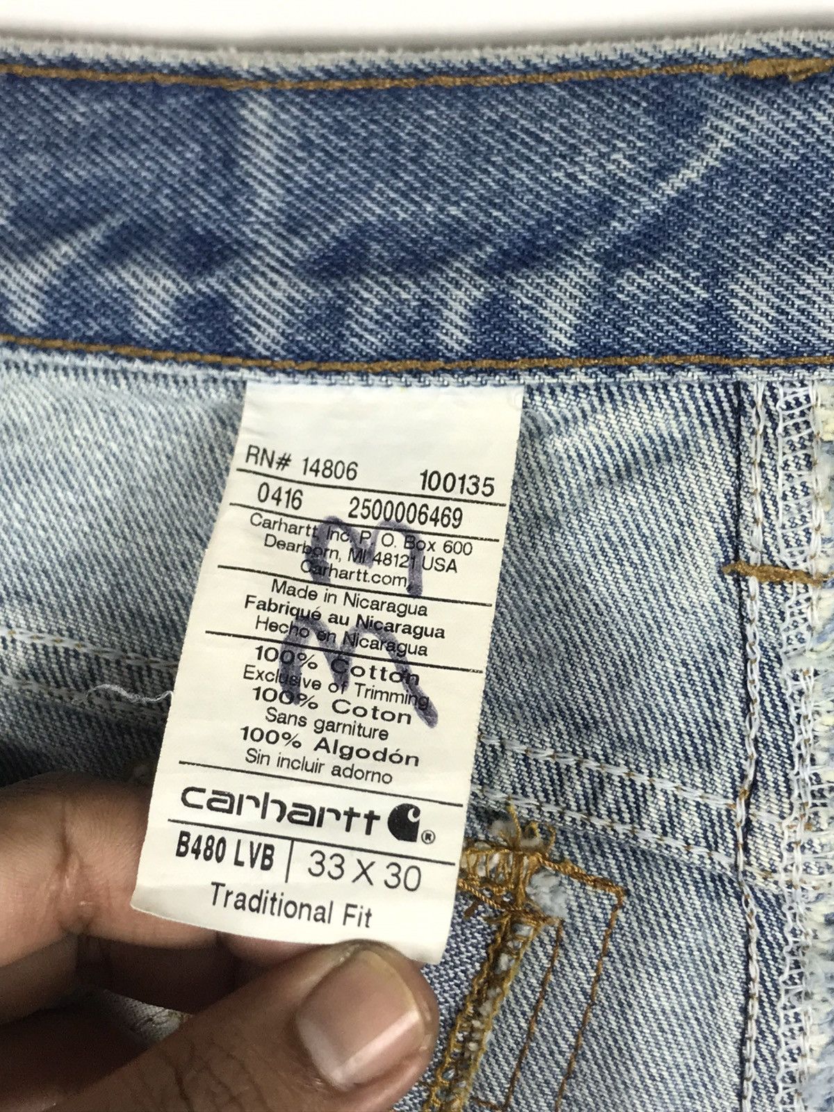 Carhartt ⚡️Light Wash Carhartt Pacthes Denim Jean Shorts 35X24 Size US 35 - 10 Thumbnail