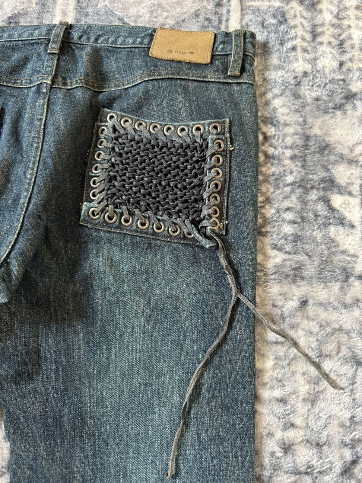 L7 Real Hip L7 Real Hip Leather Lace-up Braided Pocket Flared Jeans Size US 32 / EU 48 - 15 Thumbnail