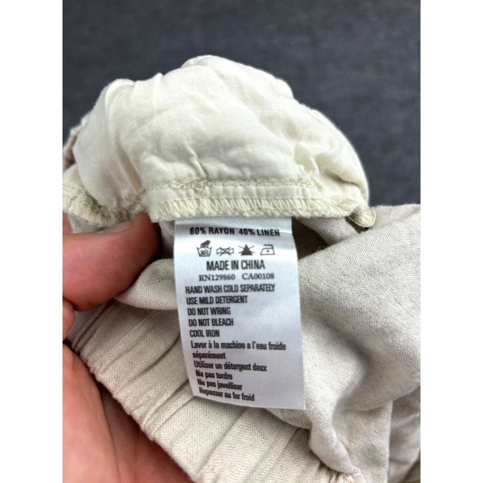 Rhythm Rhythm Classics Shorts Women's 6 Beige Linen Blend Pull On Hi Rise Elastic Waist Pockets Beach Fashion Size 28" / US 6 / IT 42 - 8 Thumbnail