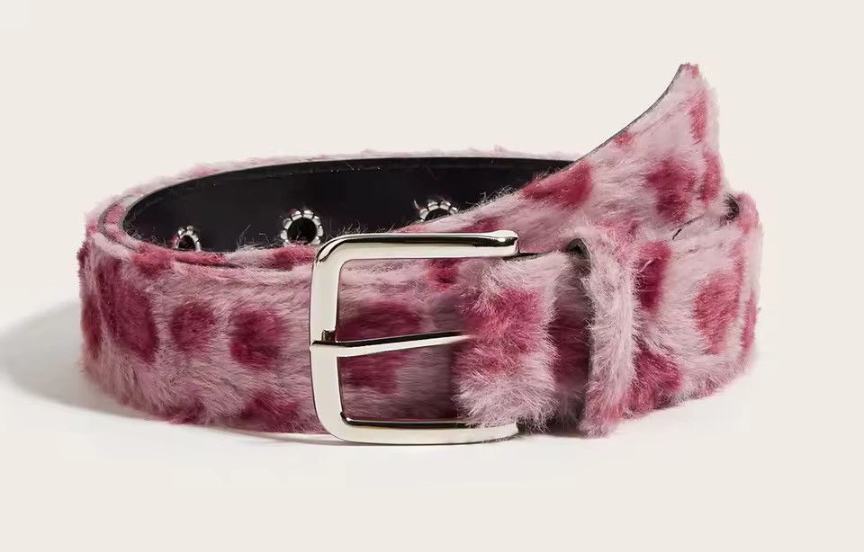Japanese Brand Y2K Grunge Fluffy Fur Leopard Print Grommet Belt Size ONE SIZE - 2 Thumbnail