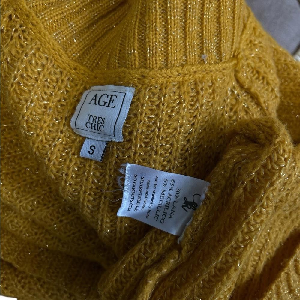 Designer Age Trés Chic Mustard Yellow Knit Sweater - Size Small Size S / US 4 / IT 40 - 3 Thumbnail