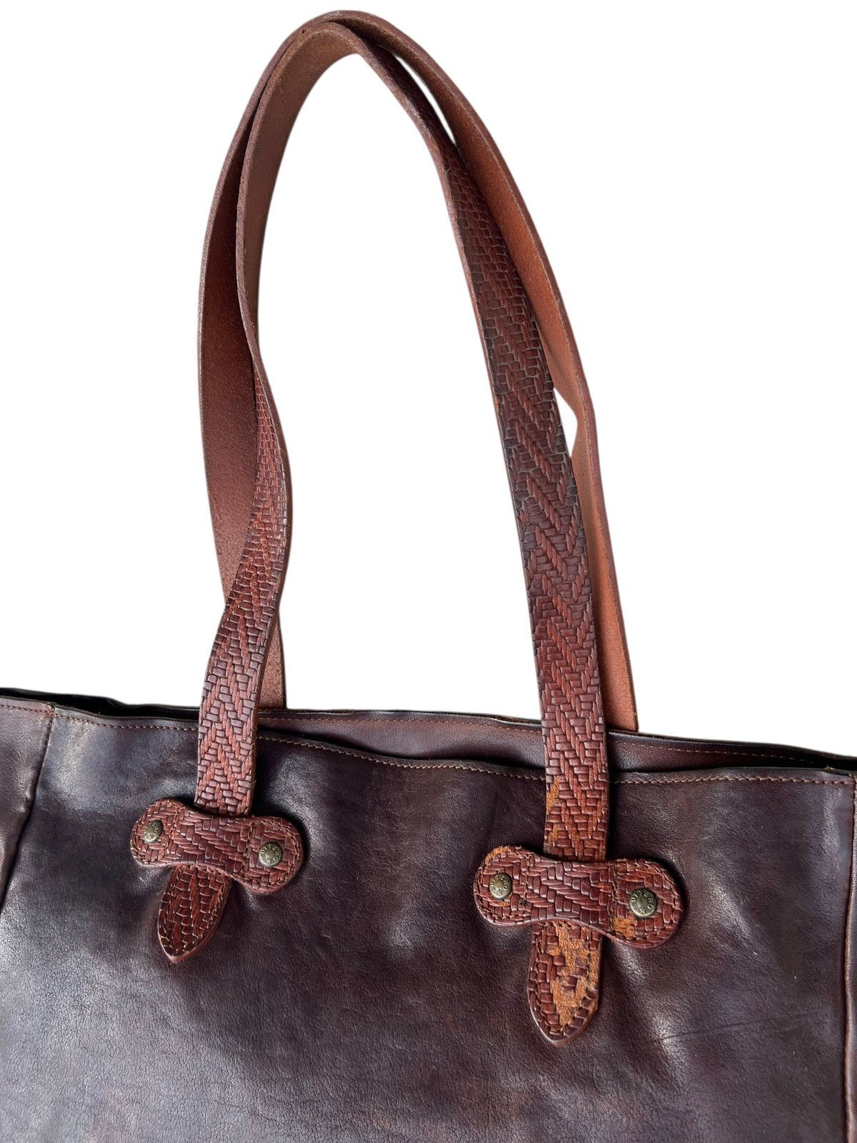 Buttero Vintage Buttero Italy Distressed Patina Leather Tote Bag Size ONE SIZE - 10 Thumbnail