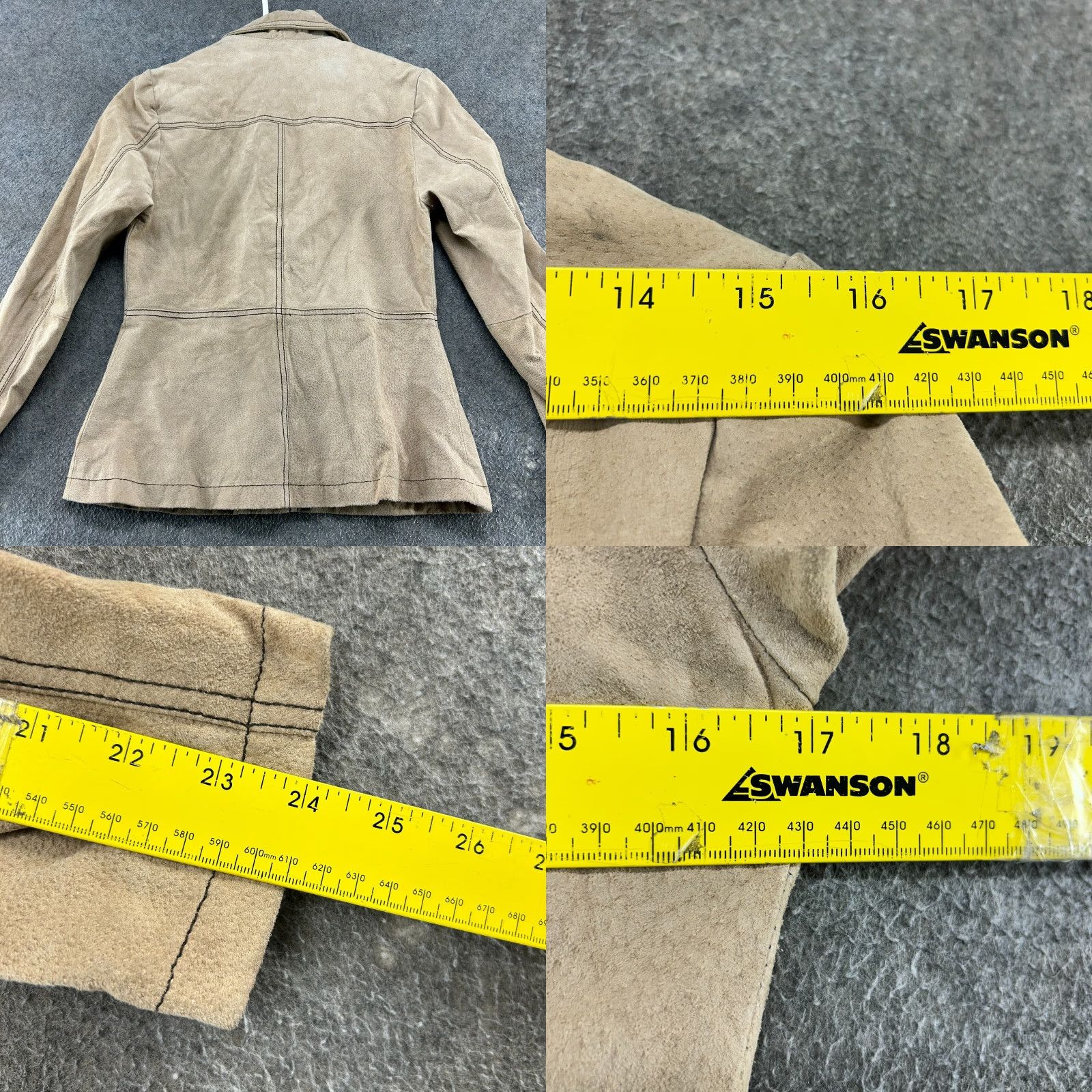 Vintage Wilsons Leather Jacket Womens Small Beige Maxima Suede Pea Coat Solid Zip Jacket Size S / US 4 / IT 40 - 8 Thumbnail