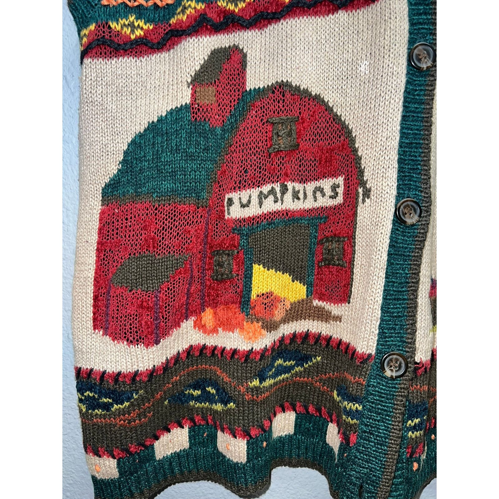 Vintage Womens Karen Scott Fall Sweater Vest Pumpkins Missing Button Size L / US 10 / IT 46 - 2 Thumbnail