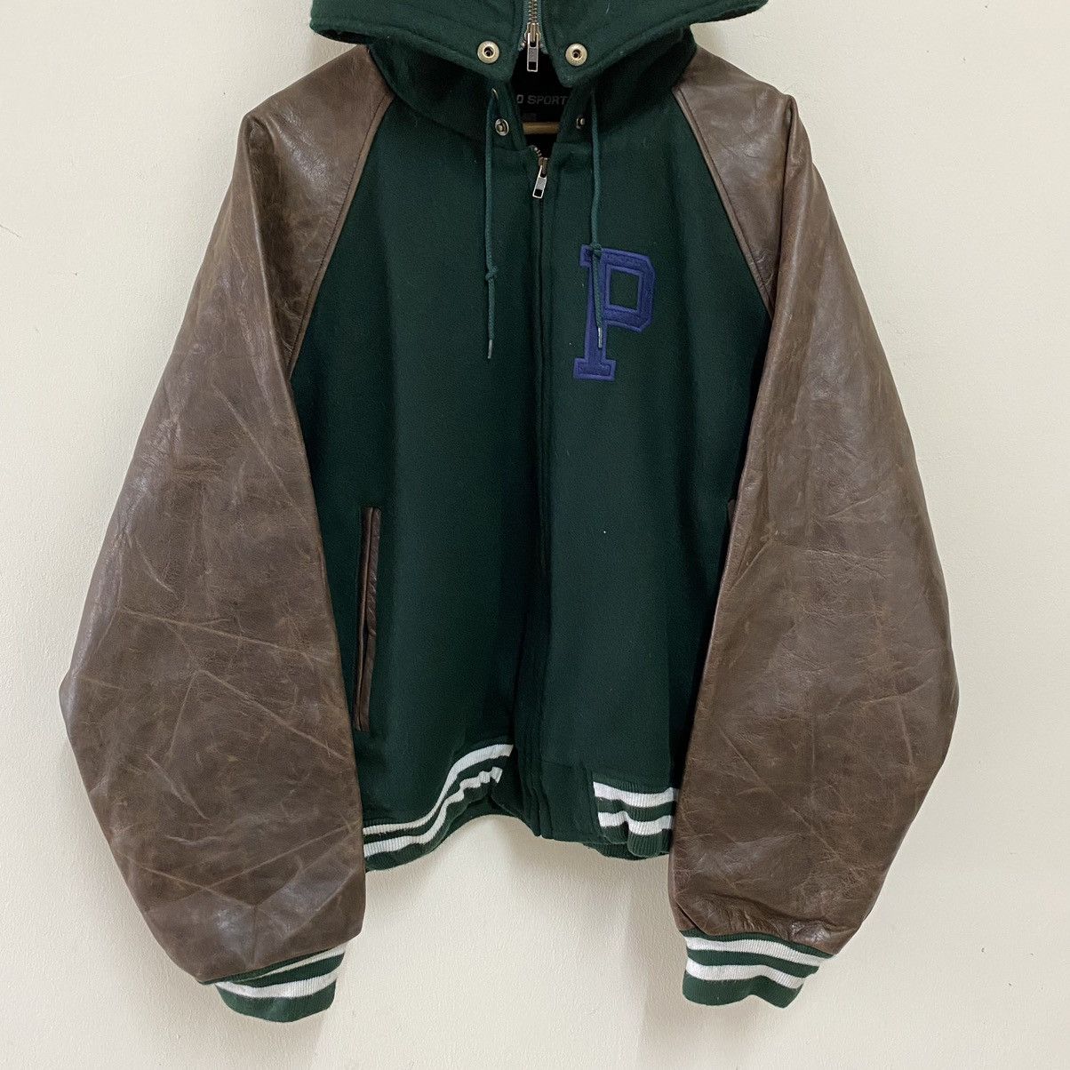 Polo Ralph Lauren VTG 90’s Polo Sport Hybrid Leather Patina Sleeve Jacket Size US L / EU 52-54 / 3 - 7 Thumbnail