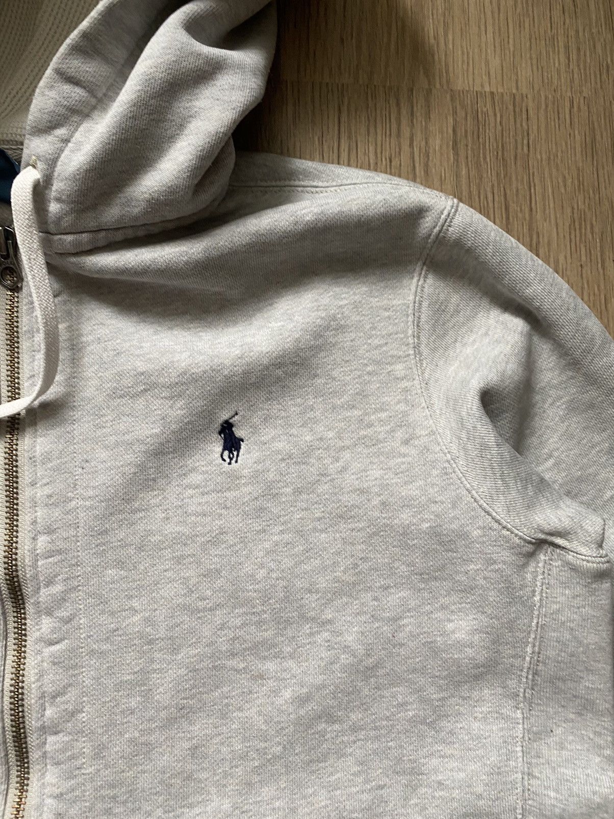 Polo Ralph Lauren × Vintage Vintage Polo Ralph Lauren Y2K tight light grey zip hoodie Size US L / EU 52-54 / 3 - 3 Thumbnail