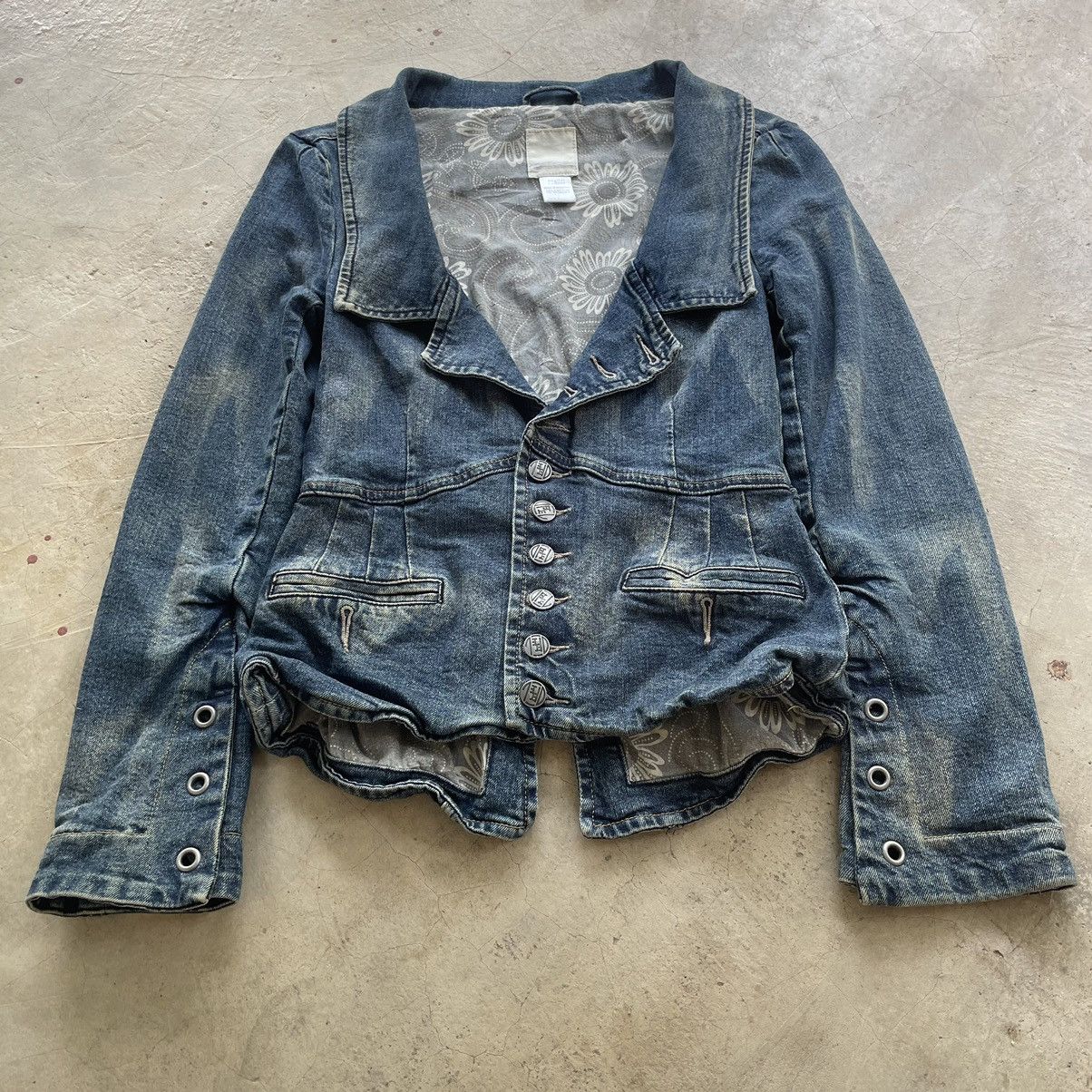 Le Grande Bleu (L.G.B.) Grail🔥 Diesel Archive Denim Crop Punk Lgb Style Women Jacket Size XS / US 0-2 / IT 36-38 - 2 Thumbnail
