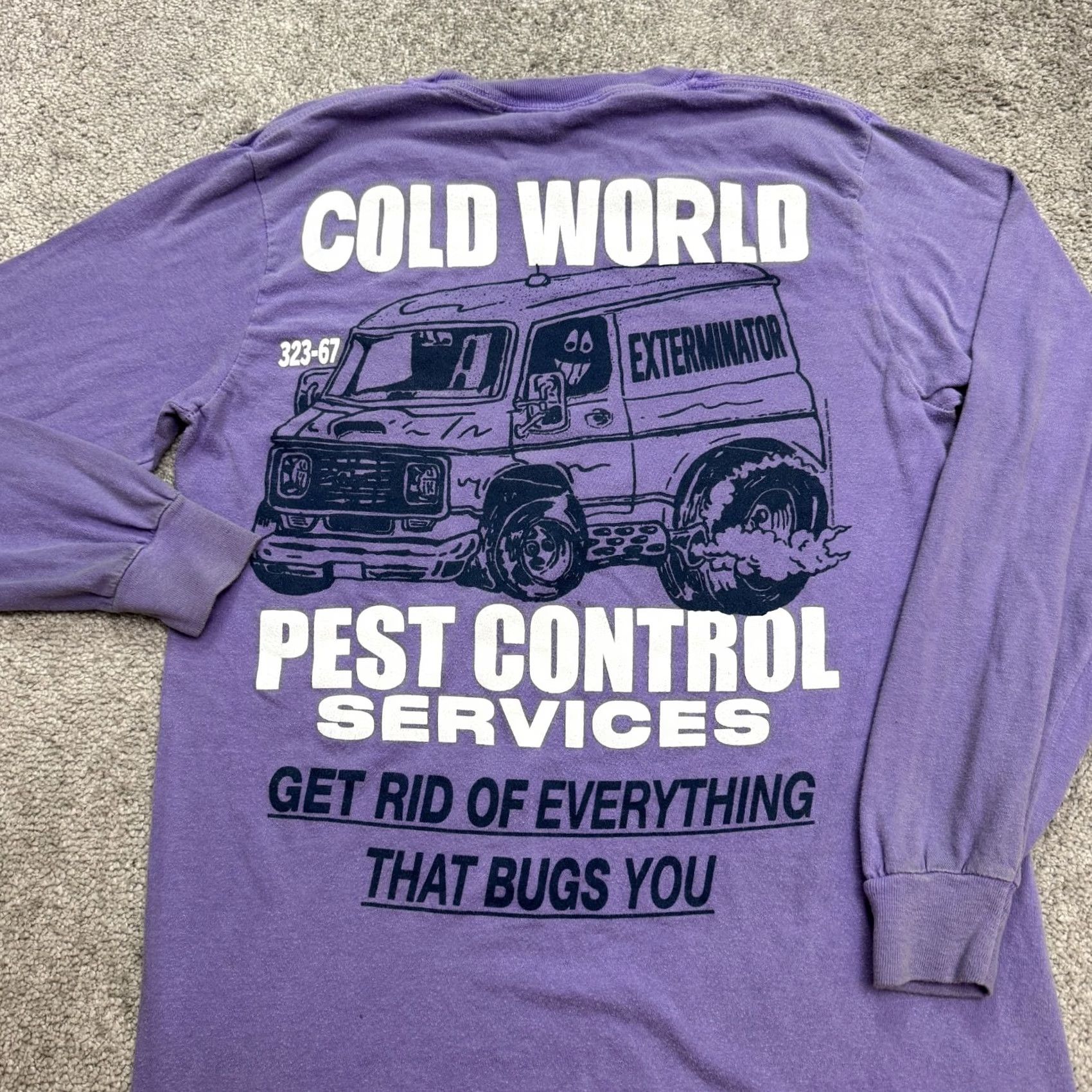 Vintage Cold World Pest Control Bunny Graphic T-Shirt Mens Small Purple Tee Size US S / EU 44-46 / 1 - 3 Thumbnail