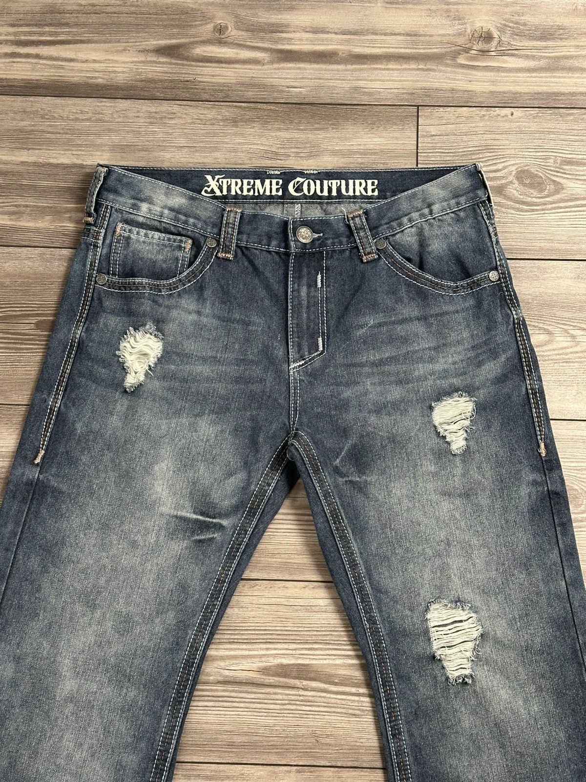 Affliction × Vintage Crazy Vintage Y2K Xtreme Couture Jeans Size US 37 - 3 Thumbnail