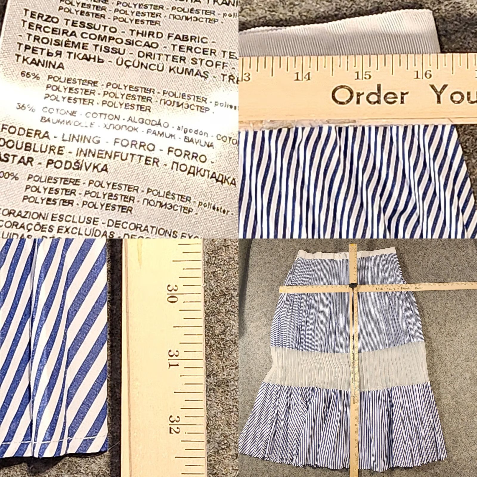 Armani Exchange Armani Exchange Skirt Womens 12 Blue White Pleated Stripe Sheer Panel Midi Size 34" / US 12 / IT 48 - 8 Thumbnail