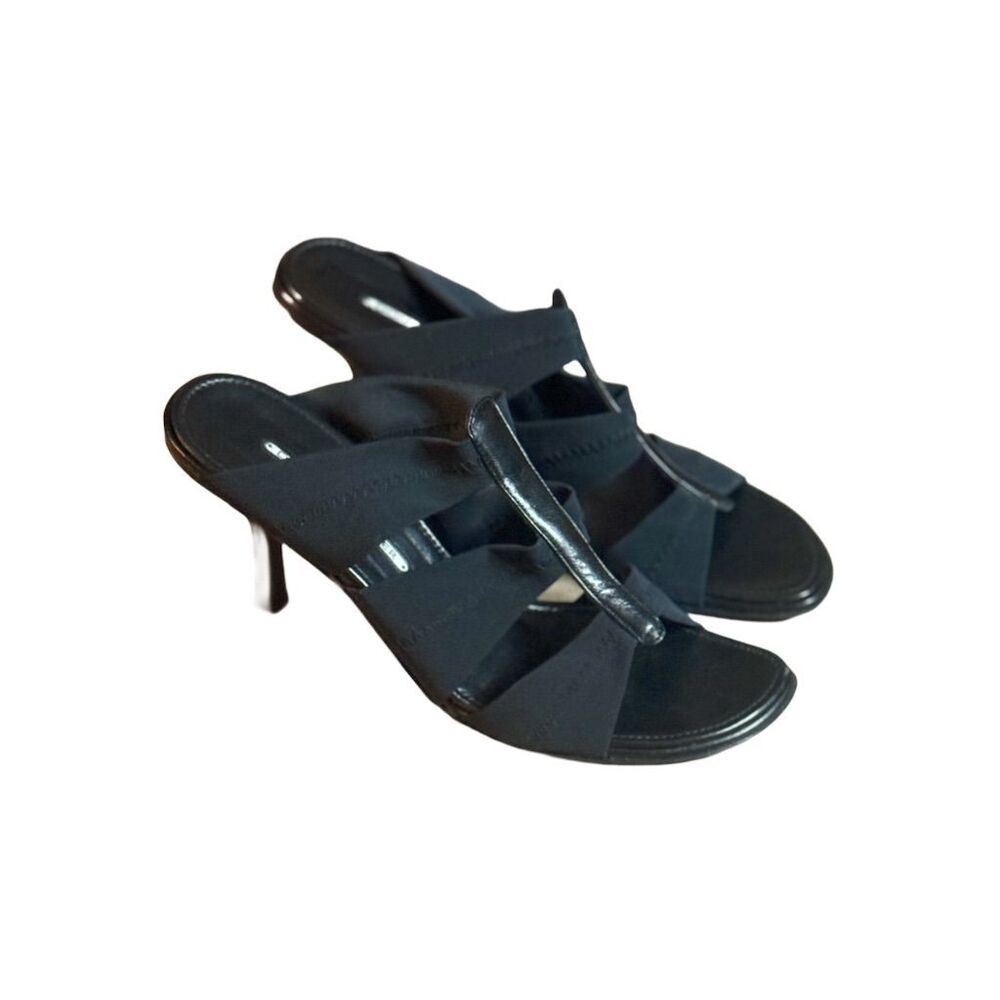 Donald Pliner Donald J. Pliner Women's Black Strappy Mesh Heeled Sandals Size US 9.5 / IT 39.5 - 7 Thumbnail