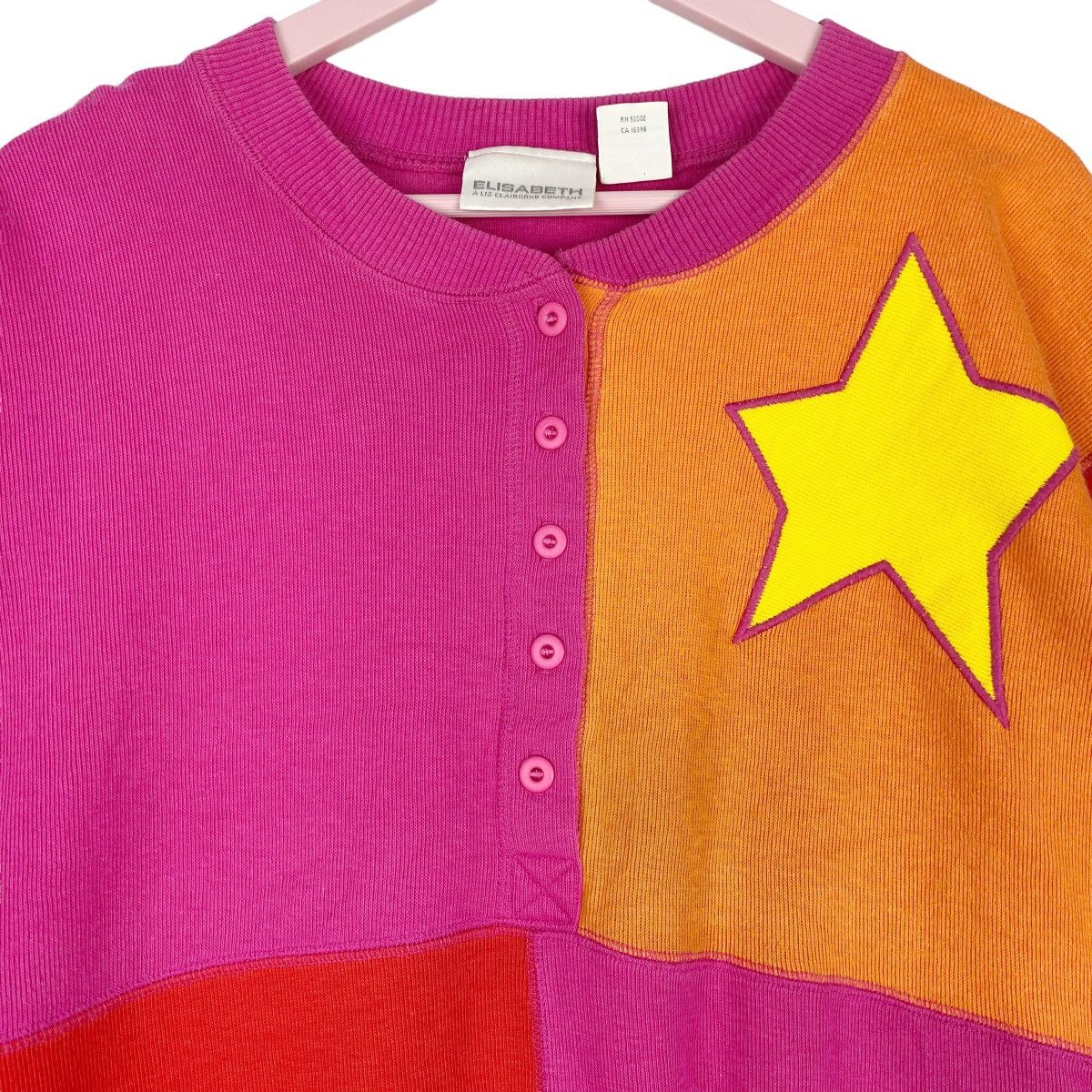 Vintage Vintage Elisabeth Button Up Crewneck Sweatshirt Pink Size XL / US 12-14 / IT 48-50 - 4 Thumbnail