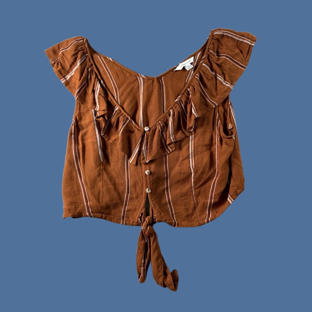 American Eagle Outfitters American Eagle Outfitters Cropped Knit Tank Rust L Boho Concert Ruffle Sleeve Women Size L / US 10 / IT 46 - 1 Thumbnail