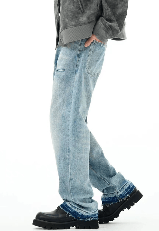 Japanese Brand × Jean American street washed loose versatile ripped straight jeans Size US 32 / EU 48 - 3 Thumbnail