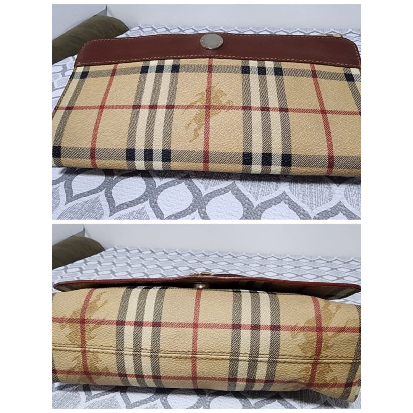 Burberry Burberry Vintage Haymarket Checked Shoulder Bag Brown/Beige Size ONE SIZE - 7 Thumbnail