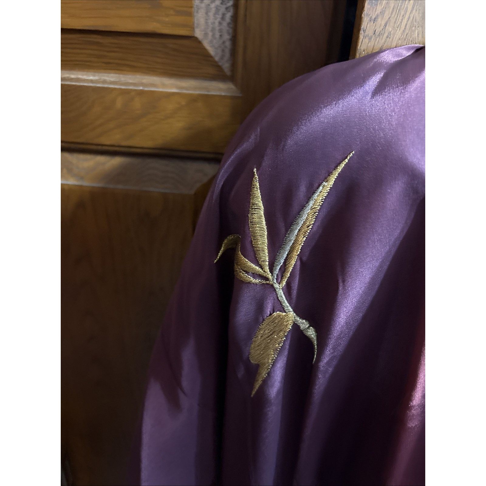 Other VTG Silk Haori Robe Ombré Plum Burgundy Kimono Gold Silver Size ONE SIZE - 3 Thumbnail