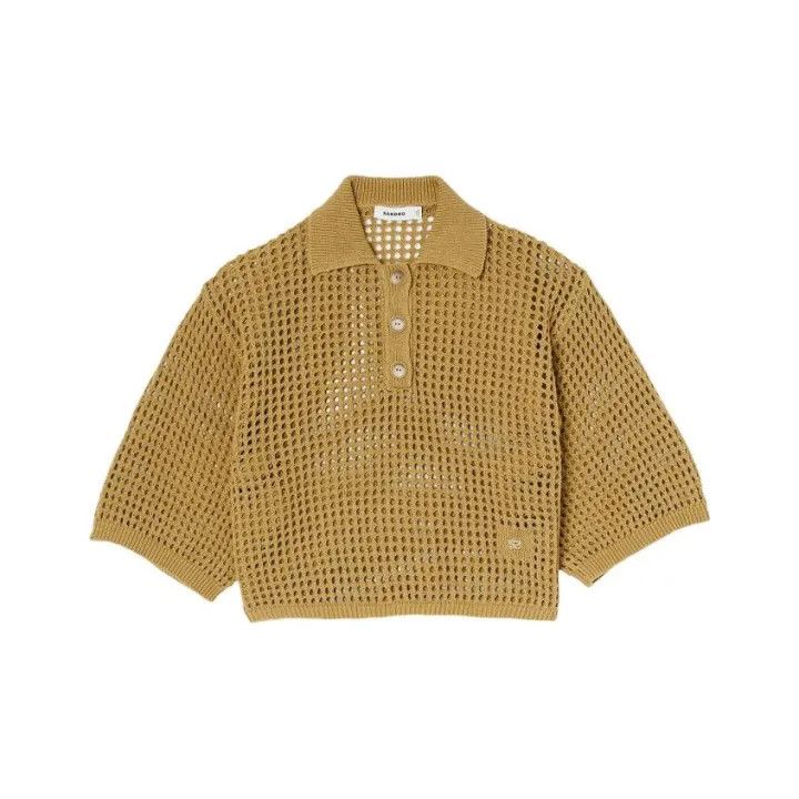 Sandro Sandro Olive Color Polo Short Sleeve Top 0079 Size XS / US 0-2 / IT 36-38 - 1 Thumbnail