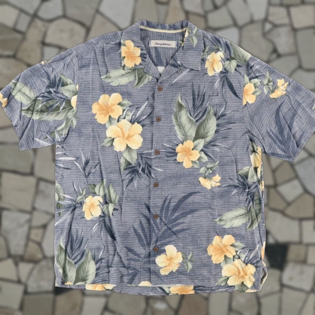 Tommy Bahama Tommy Bahama Shirt Blue Men's XL Hawaiian Camp Floral Silk Button Up Shirt Size US XL / EU 56 / 4 - 1 Thumbnail