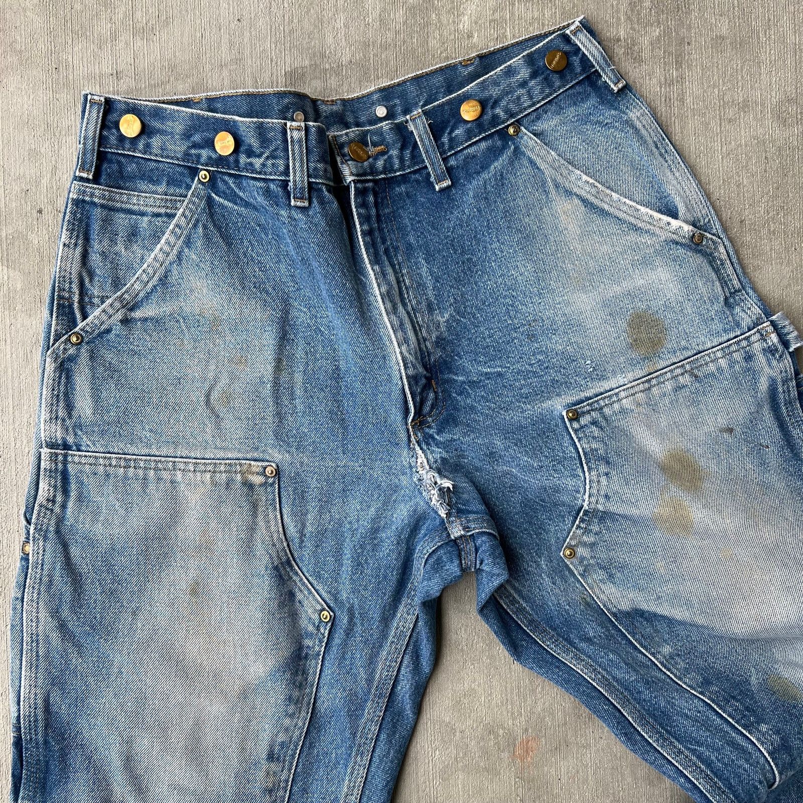 Carhartt × Vintage Carhartt denim fade blue B07 DNM double knee work wear pants Size US 34 / EU 50 - 8 Thumbnail