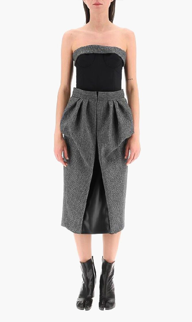 Maison Margiela o1y0625 Midi Dress in Gray/Black Size XS / US 0-2 / IT 36-38 - 2 Thumbnail
