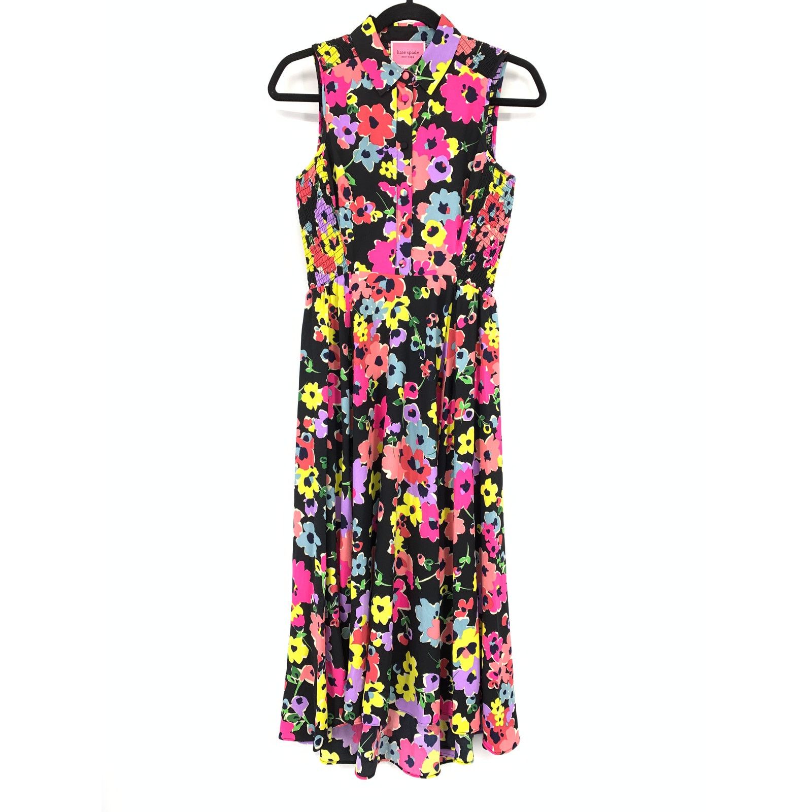 Kate Spade Kate Spade Wildflower Bouquet Midi Dress Size 2 Black NEW Size XS / US 0-2 / IT 36-38 - 1 Thumbnail
