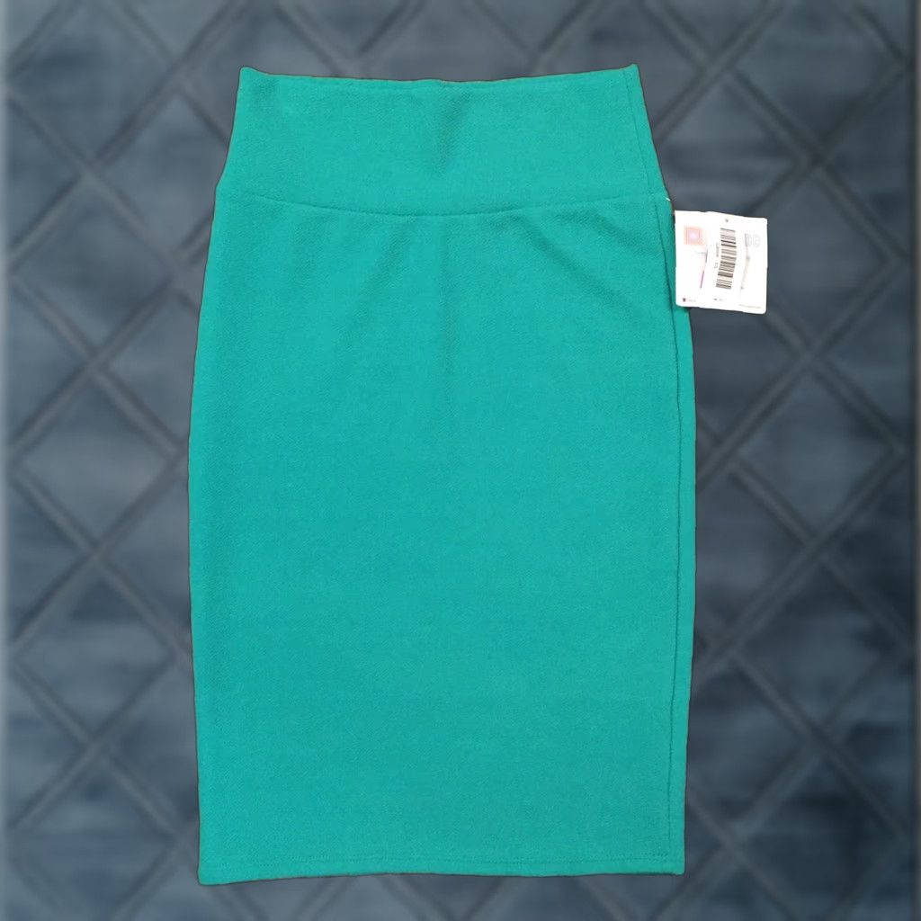 Vintage LuLaRoe Skirt XS Knee Length Green Unlined Pull On Casual Women Knee Length Straight & Pencil Size 26" / US 2 / IT 38 - 1 Thumbnail