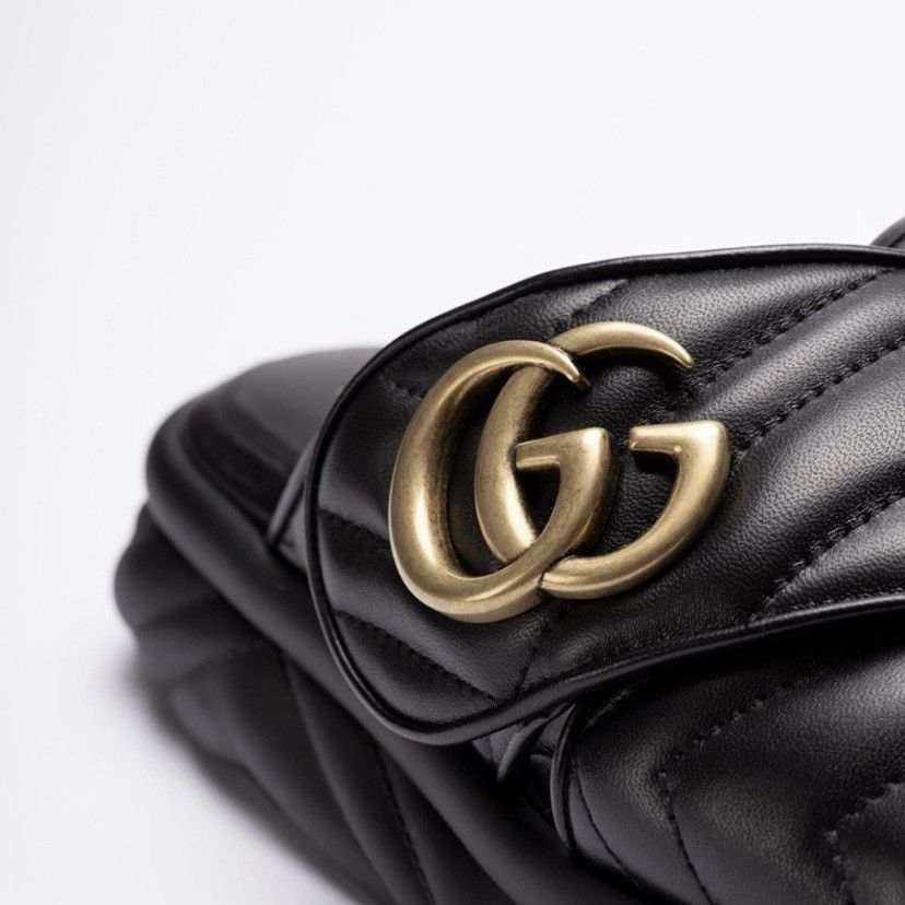 Gucci Marmont GG logo quilted leather slides sandals Size US 6 / IT 36 - 4 Thumbnail