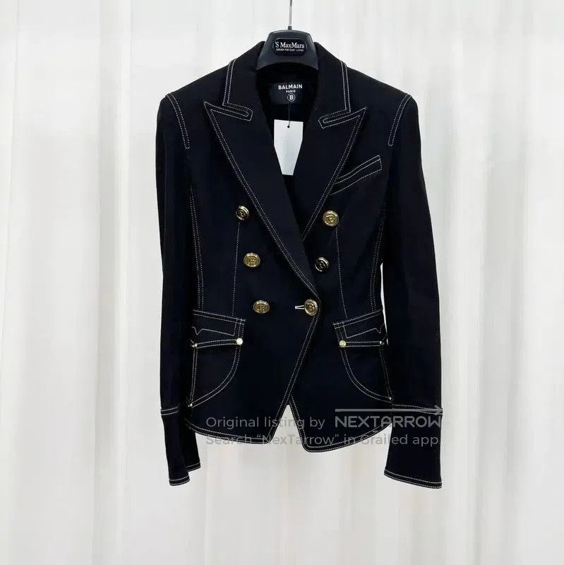 Balmain Balmain Black Denim Logo Jacket for Women . Size XS / US 0-2 / IT 36-38 - 1 Thumbnail