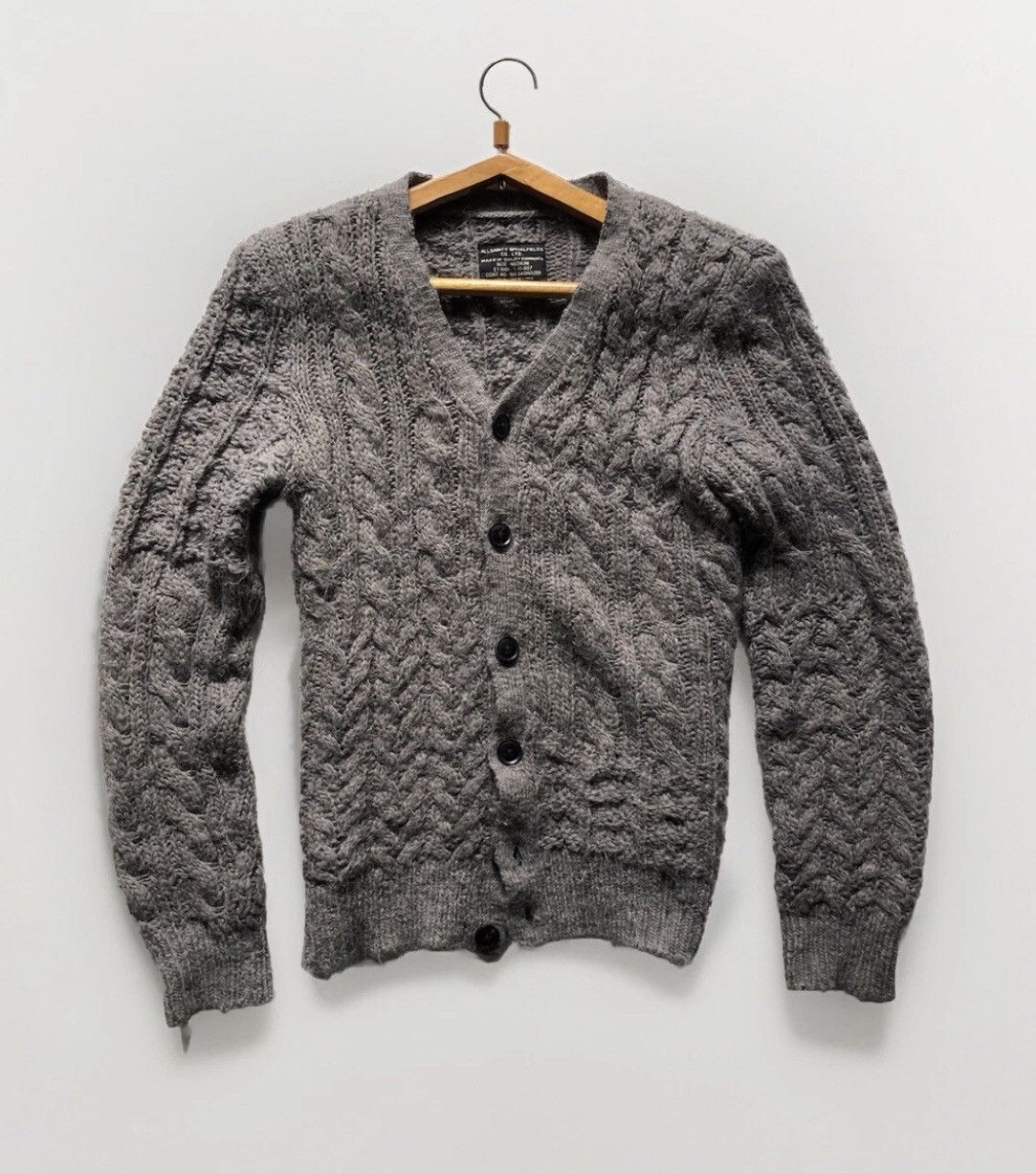 Allsaints AllSaints Men’s Wool Alpaca Cable Knit Cardigan - Size M Size US M / EU 48-50 / 2 - 1 Thumbnail