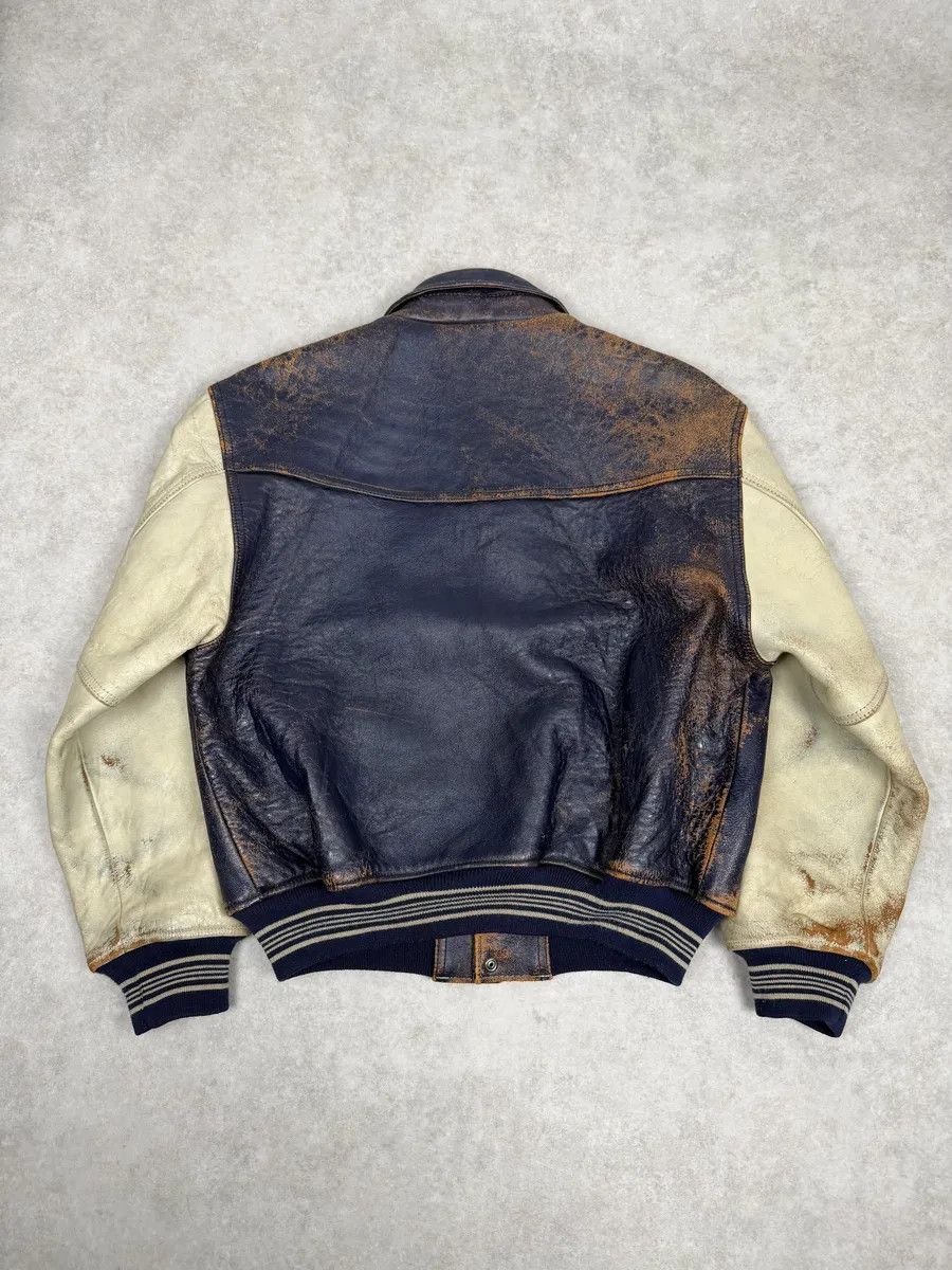 Avirex 1990s Avirex Brown & White Leather Pilot Varsity Bomber Jacket Size US M / EU 48-50 / 2 - 2 Thumbnail