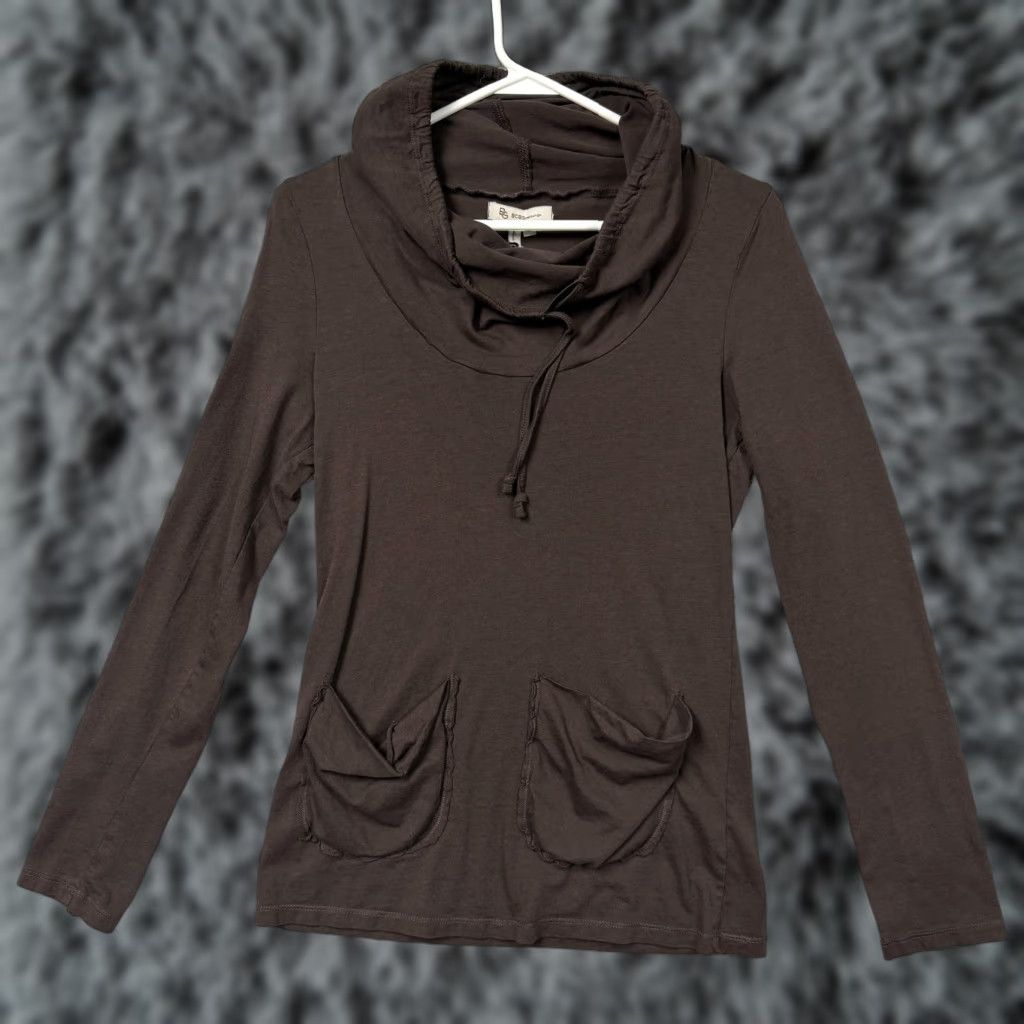BCBGeneration BCBGeneration T-Shirt Long Sleeve Brown Cowl Neck Pockets Women L Regular Layering Indie Sleaze Soft Grunge Size L / US 10 / IT 46 - 1 Thumbnail