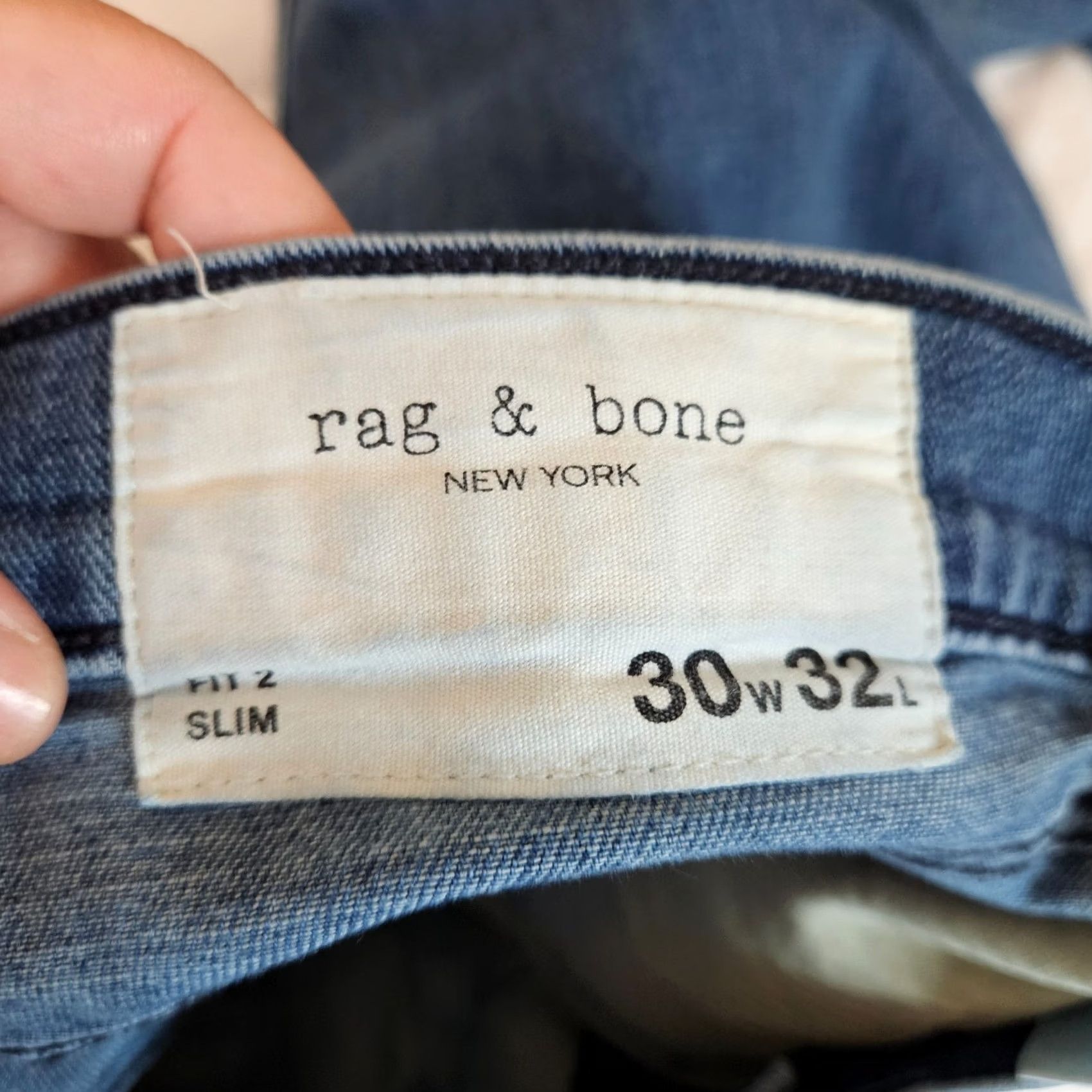 Rag & Bone rag & bone Fit 2 Jeans Men's Slim Mid Rise Blue 30x28 Denim Cotton Spandex 5-Pocket Regular Warm Weather Casual SlimFit Tailored Inseam 28 Sz 30 Size US 30 / EU 46 - 5 Thumbnail