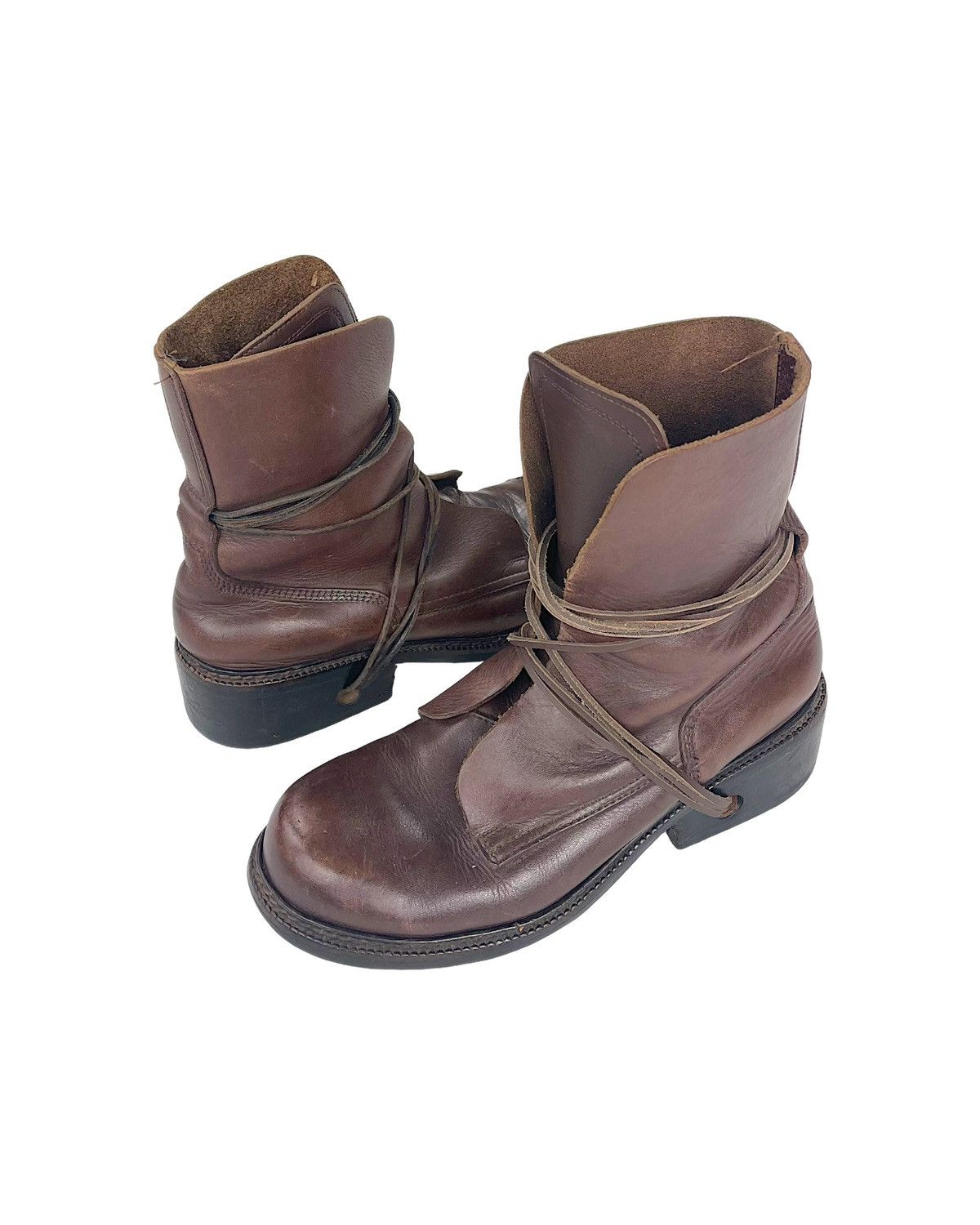 Dirk Bikkembergs 90's Lace Through Heel Shoes Leather Boots in Brown, Men's (Size 9.5)