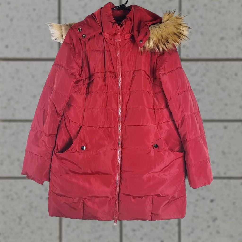 Vintage VINTAGE? No — Epsion Womens Down Puffer Coat L Red Hooded Quilted Faux Fur Trim Winter Jacket Womens Size L / US 10 / IT 46 - 1 Thumbnail