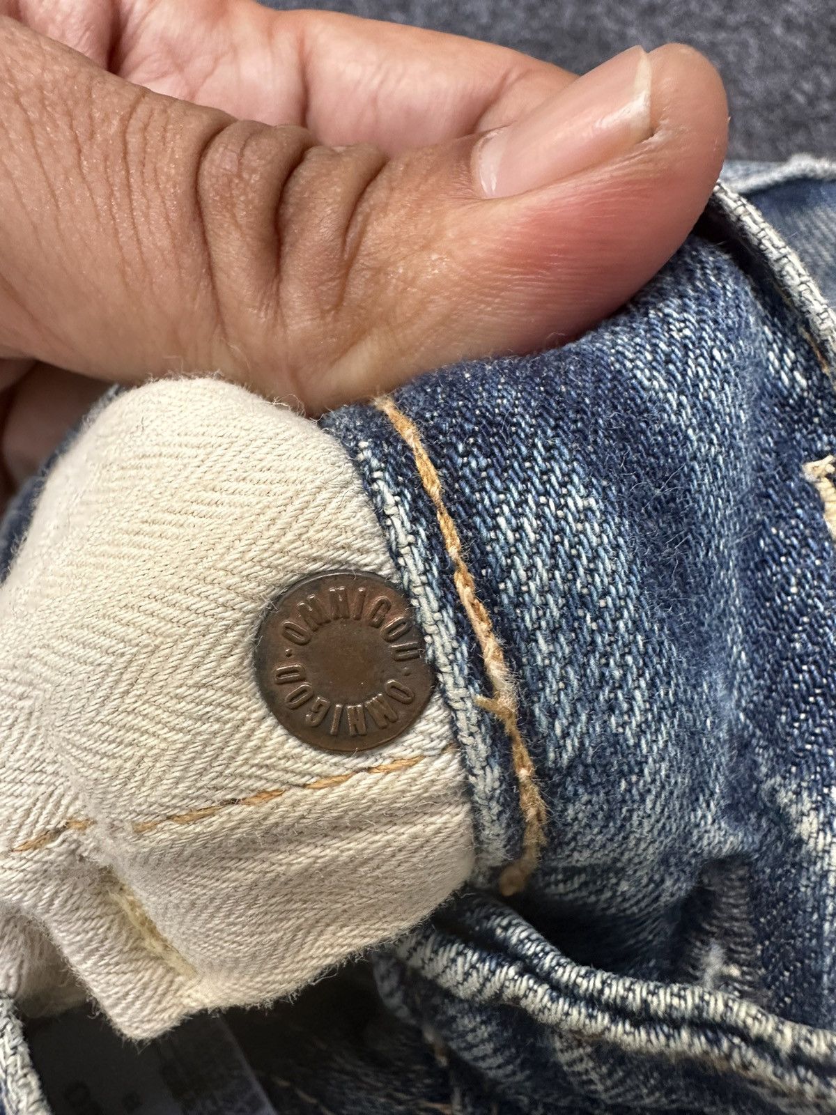 KOJIMA GENES × OMNIGOD × Vintage Omnigod Vintage Fly Button Selvedge Distressed Denim D7 Size US 28 / EU 44 - 13 Thumbnail