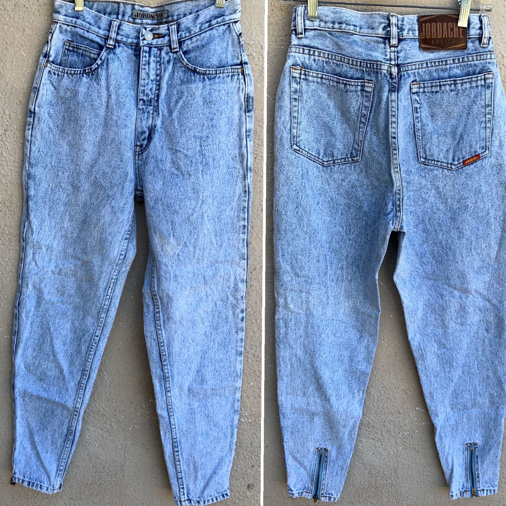 Jordache VINTAGE Jordache Jeans High Waist Tapered Leg Zipper Acid Wash 27 1/2” Waist 14 Blue Mens Jeans 1980s Jordache Size 36" / US 14 / IT 50 - 6 Thumbnail